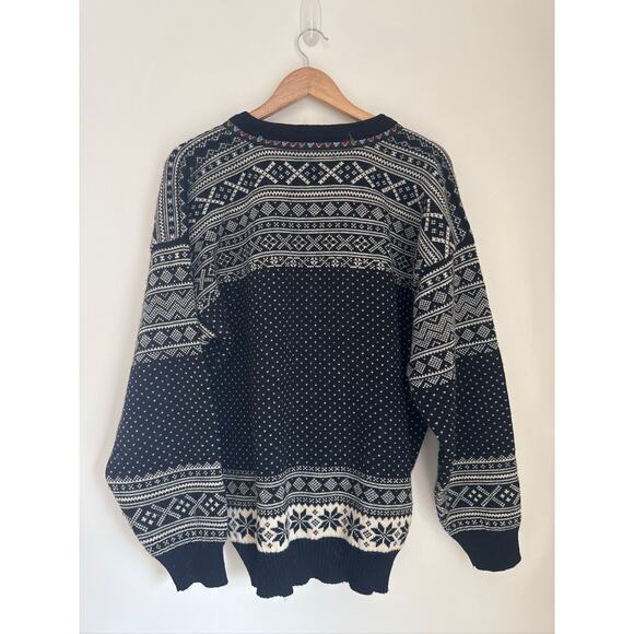 Dale of Norway Vintage Fair Isle Wool Classic Nordic V-Neck Sweater -Large - Picture 5 of 7